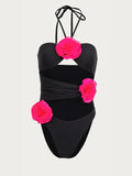 Flower Cutout Halter Neck One - Piece Swimwear - Your Second Look