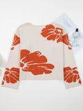 Flower Pattern Wide Sleeve Baggy Sweater - Your Second Look