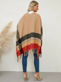 Fringe Contrast Plaid Poncho - Your Second Look