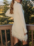 Fringe Turtleneck Long Sleeve Sweater Dress - Your Second Look