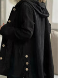 Full Size Corduroy Button Up Hooded Jacket Plus Size - Your Second Look
