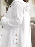 Full Size Corduroy Button Up Hooded Jacket Plus Size - Your Second Look