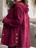 Full Size Corduroy Button Up Hooded Jacket Plus Size - Your Second Look