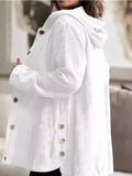 Full Size Corduroy Button Up Hooded Jacket Plus Size - Your Second Look