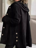 Full Size Corduroy Button Up Hooded Jacket Plus Size - Your Second Look