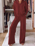 Full Size Cozy V - Neck Top and Pants Set Plus Size - Your Second Look