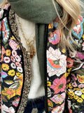 Full Size Floral Print Quilted Sherpa - Lined Jacket Plus Size - Your Second Look