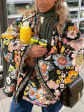 Full Size Floral Print Quilted Sherpa - Lined Jacket Plus Size - Your Second Look