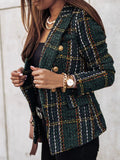 Full Size Plaid Tweed Double - Breasted Blazer Plus Size - Your Second Look