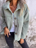Full Size Single - Breasted Sherpa Shacket Plus Size - Your Second Look