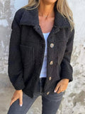 Full Size Single - Breasted Sherpa Shacket Plus Size - Your Second Look