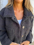 Full Size Single - Breasted Sherpa Shacket Plus Size - Your Second Look