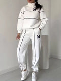 Full Size Striped Quarter Zip Top and Pants Set Plus Size - Your Second Look