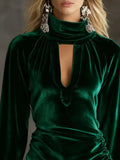 Full Size Velvet Ruched Flounce Sleeve Mini Dress Plus Size - Your Second Look