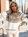Geometric Round Neck Long Sleeve Sweater - Your Second Look