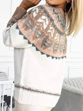 Geometric Round Neck Long Sleeve Sweater - Your Second Look