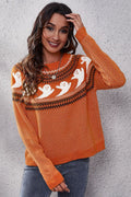 Ghost Pattern Round Neck Long Sleeve Sweater - Your Second Look