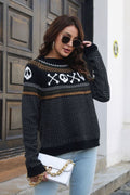 Ghost Pattern Round Neck Long Sleeve Sweater - Your Second Look