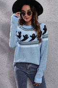 Ghost Pattern Round Neck Long Sleeve Sweater - Your Second Look