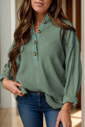 Half Button Long Sleeve Top - Your Second Look