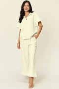 Half Zip Short Sleeve Top and Pants Set - Your Second Look