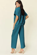 Half Zip Short Sleeve Top and Pants Set - Your Second Look