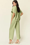 Half Zip Short Sleeve Top and Pants Set - Your Second Look