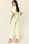 Half Zip Short Sleeve Top and Pants Set - Your Second Look