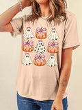 Halloween Bowknot Ghost Pumpkin Graphic T Shirt - Your Second Look