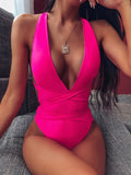 Halter Neck Deep V Tied One - Piece Swimsuit - Your Second Look