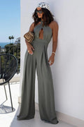 Halter Neck Wide Leg Jumpsuit with Keyhole Detail - Your Second Look