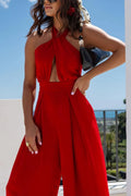 Halter Neck Wide Leg Jumpsuit with Keyhole Detail - Your Second Look