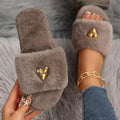 Heart Open Toe Flats Slippers - Your Second Look