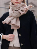Heart Pattern Plaid Raw Hem Scarf - Your Second Look