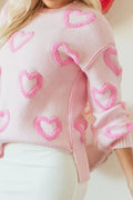 Heart Shape Bubble Sleeve Baggy Sweater - Your Second Look