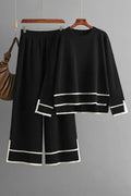 High - Low Round Neck Top and Pants Sweater Set - Your Second Look