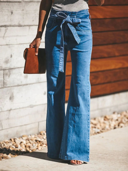 High - Waisted Tie - Front Flare Jeans - Your Second Look