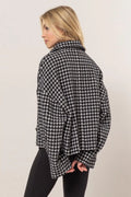 HYFVE Tweed Plaid Button Up Collared Neck Jacket - Your Second Look