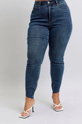 Judy Blue Full Size High Waist Tummy Control Step Hem Skinny Jeans Plus Size - Your Second Look