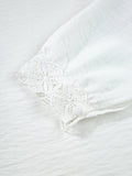 Lace Patchwork Buttoned Stand Neck Loose Shirt - Your Second Look