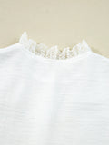 Lace Patchwork Buttoned Stand Neck Loose Shirt - Your Second Look