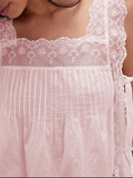 Lace - Trimmed Eyelet Square Neck Top - Your Second Look