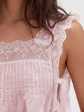 Lace - Trimmed Eyelet Square Neck Top - Your Second Look