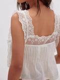 Lace - Trimmed Eyelet Square Neck Top - Your Second Look