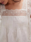 Lace - Trimmed Eyelet Square Neck Top - Your Second Look
