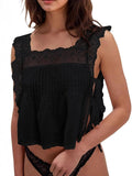 Lace - Trimmed Eyelet Square Neck Top - Your Second Look