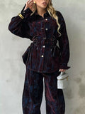 Lace Up Button Up Jacket and Jeans Denim Set - Your Second Look