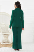 Lapel Collar Long Sleeve Blazer and Pants Set - Your Second Look