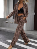 Lapel Collar Long Sleeve Blazer and Pants Set - Your Second Look