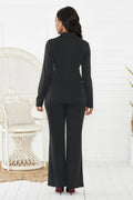Lapel Collar Long Sleeve Blazer and Pants Set - Your Second Look